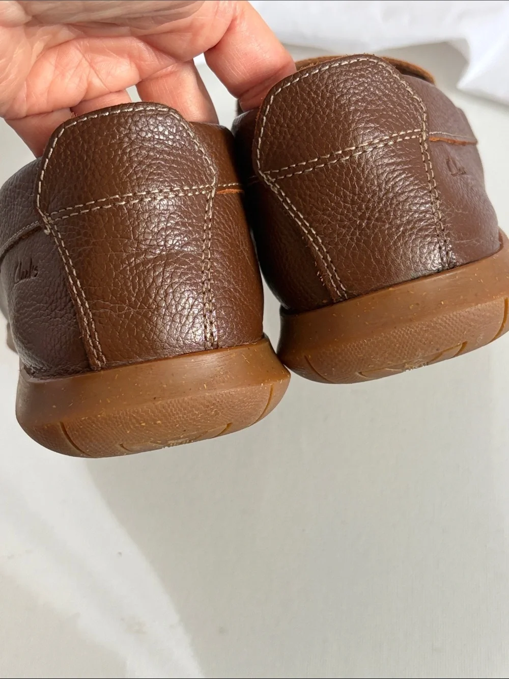 Clarks Brown Leather Slip-On Loafers with Blue Insoles
